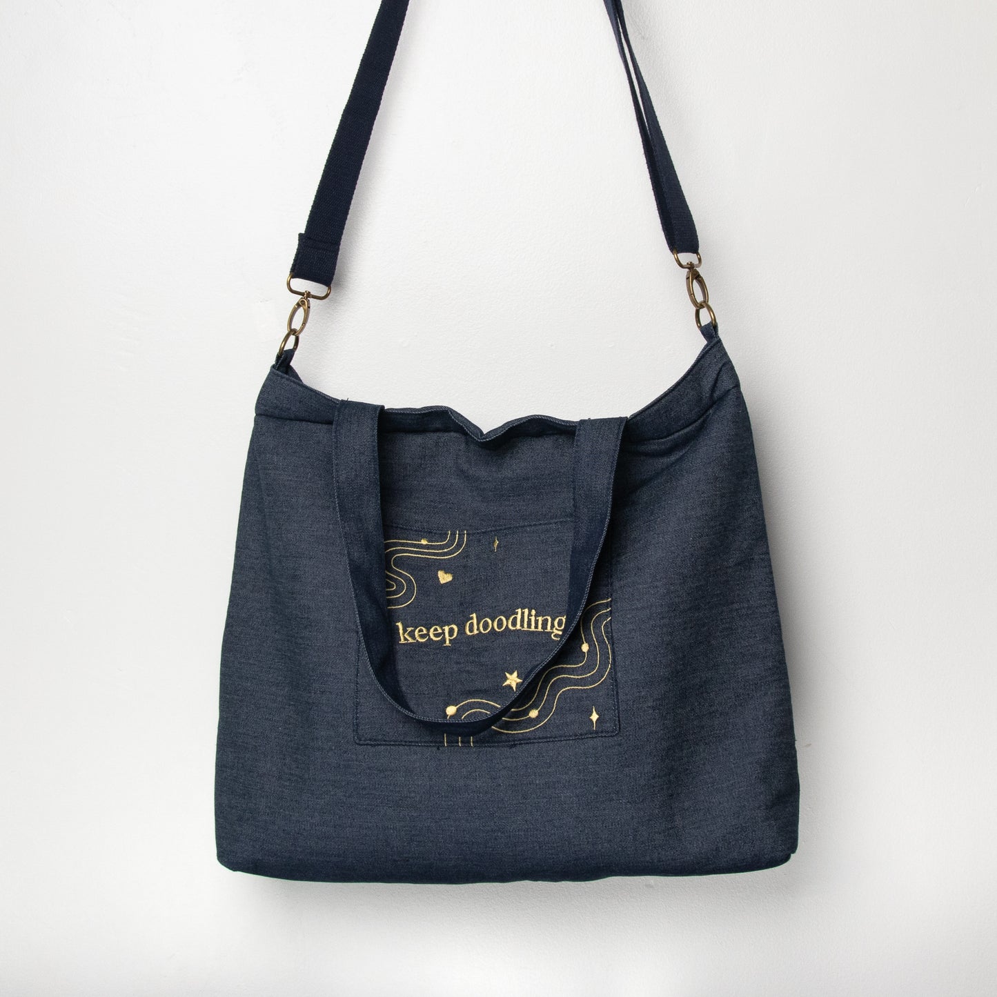 Denim Zippered Tote Bag