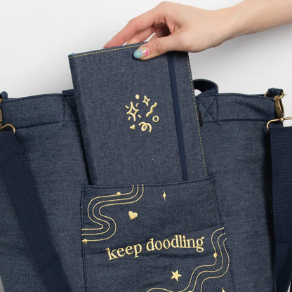 Denim Zippered Tote Bag