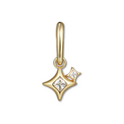 Gold pendant with star design and small diamond on a white background