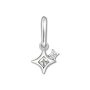 Silver pendant with star design on a white background