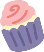 purple cupcake with pink icing icon