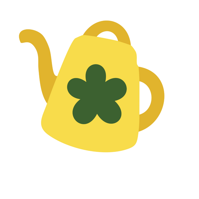 yellow watering can with green flower icon